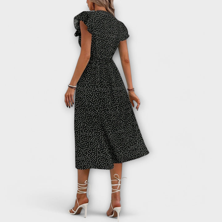 Elegantna Midi Obleka s Pikicami