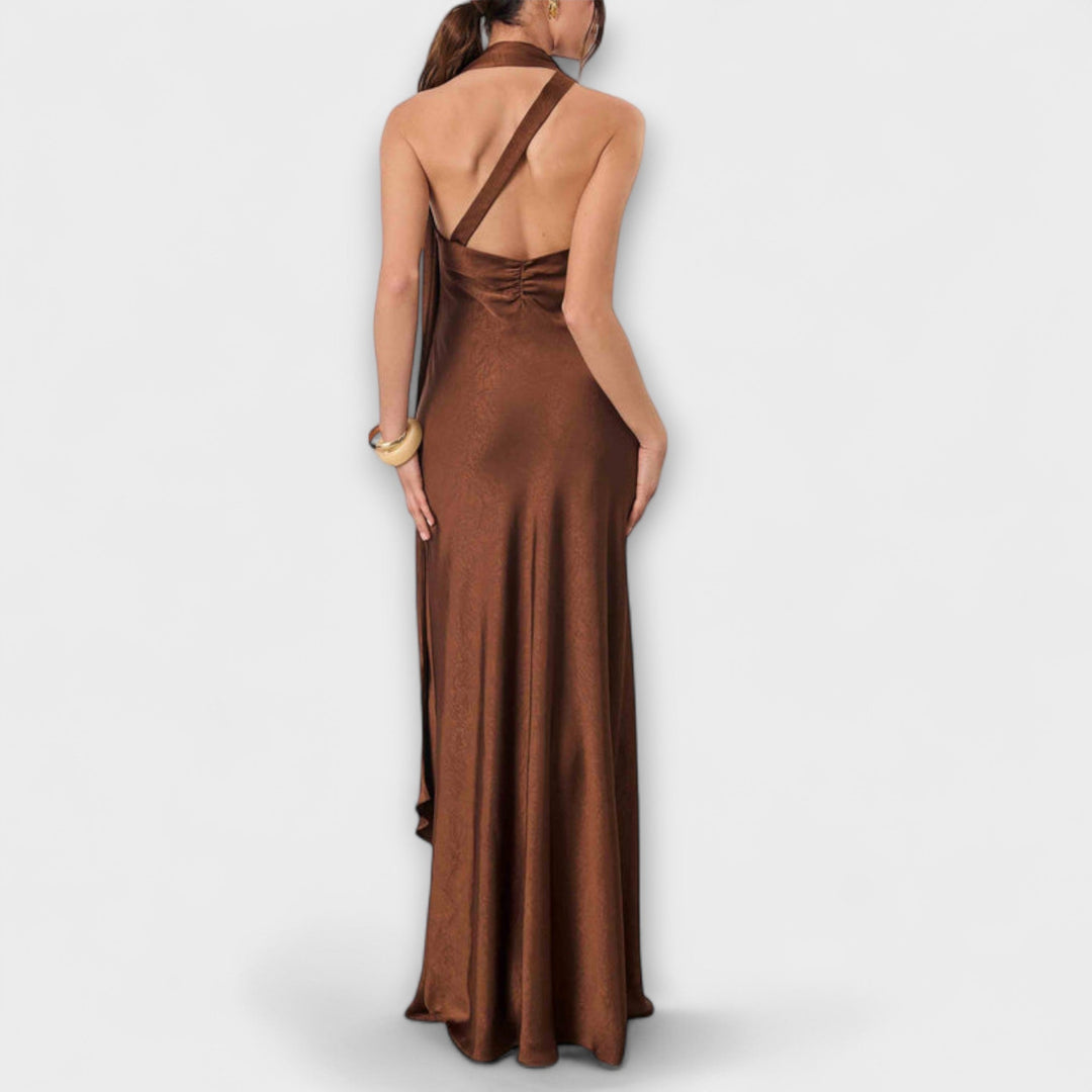 Azura - Chic Maxi Obleka v Satenu