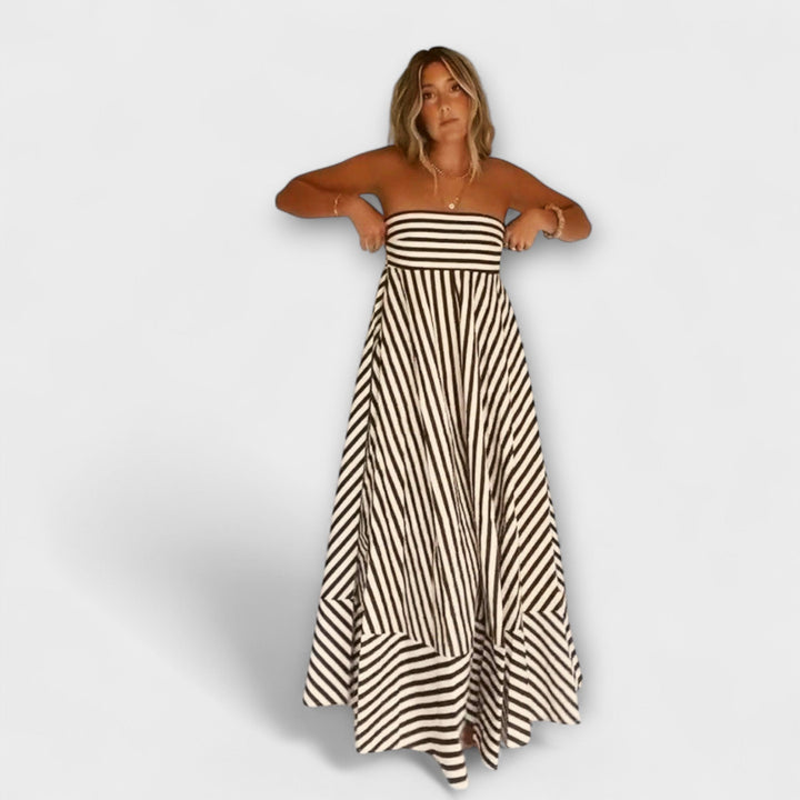 Maxi obleka Nocturnal Charm z volani