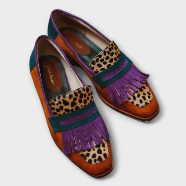 Fallon – Rjave mokasine z leopardjim potiskom