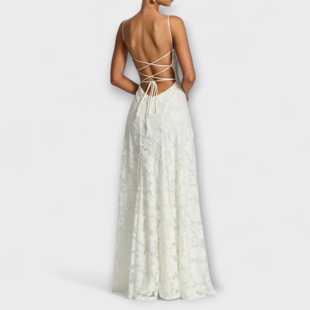 Emberly - Elegantna maxi obleka iz žakardne tkanine