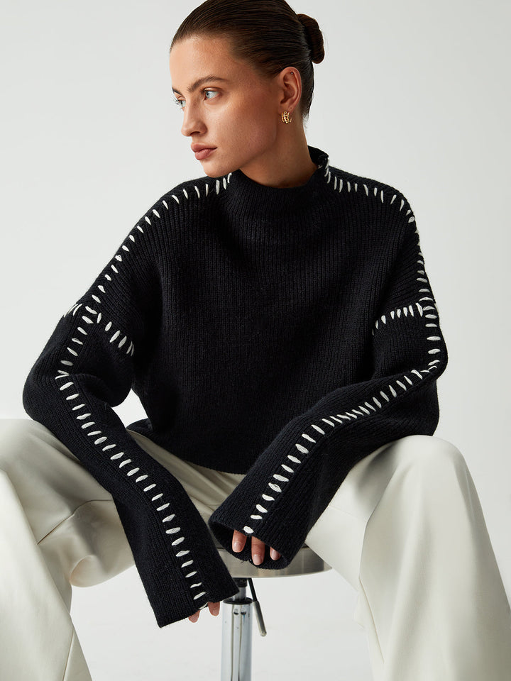 Alma | Oversize-Dolcevita pulover s Piqué detajli