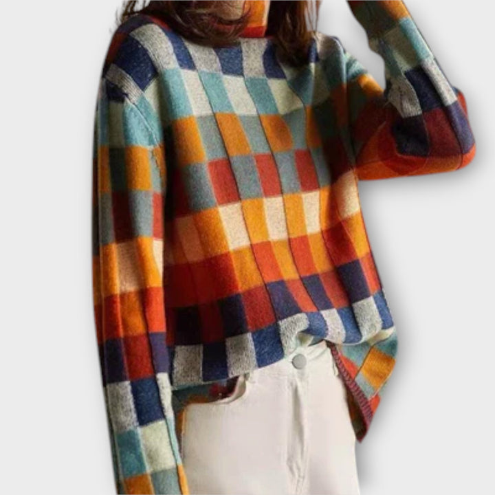 Erika – Pulover s patchwork vzorcem