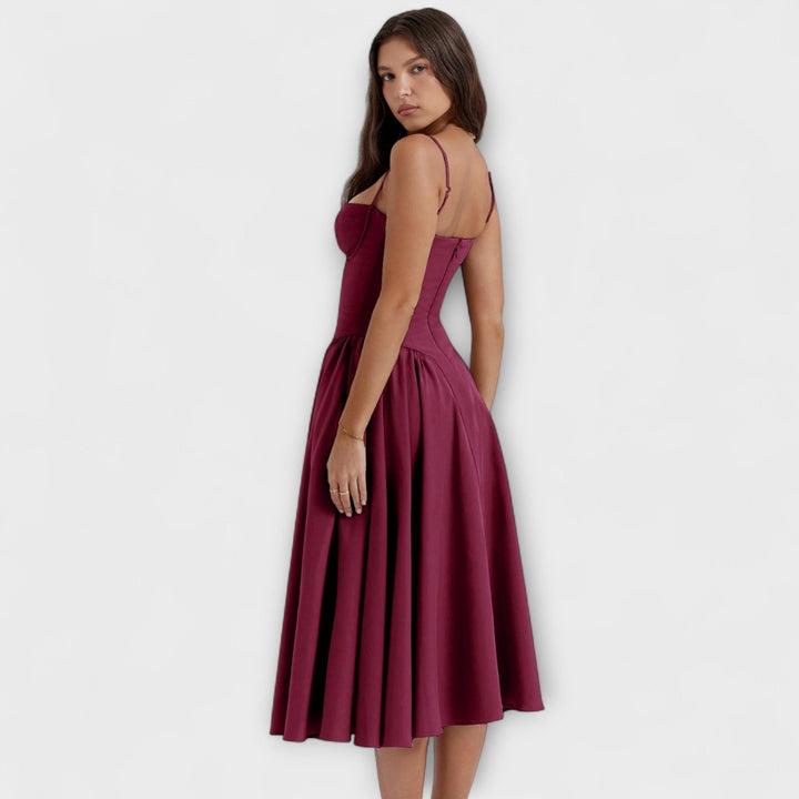 Rosalie - Elegantna brezrokavna korzetna obleka