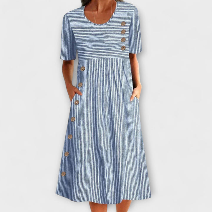 Luisa – Pruhovana premium midi obleka