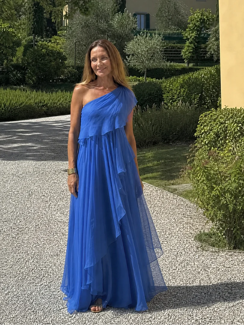 Valentina - Asimetrična dolga obleka s volani