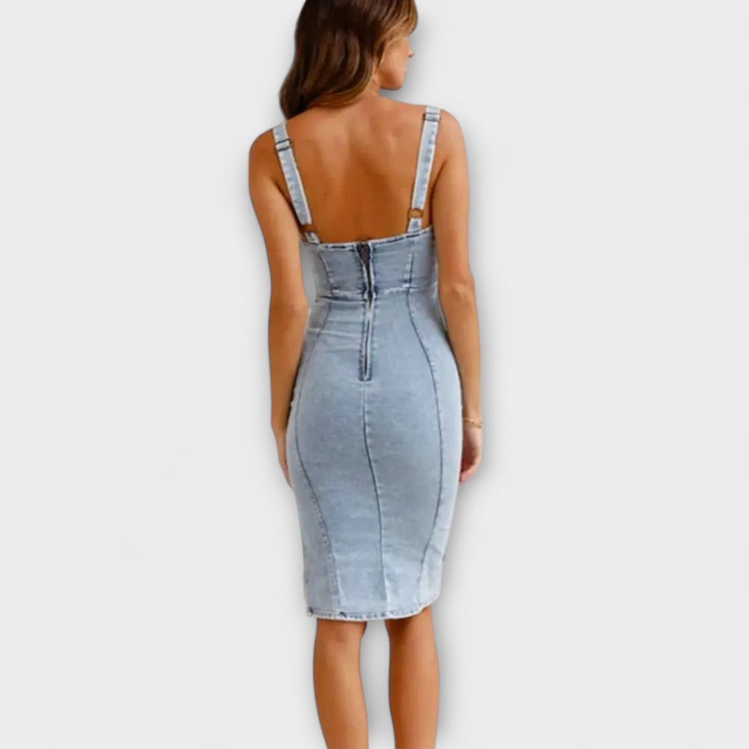 Ana - Jeans obleka z nastavljivimi naramnicami