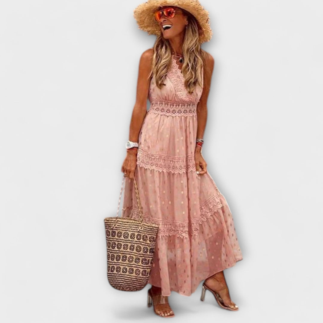 Lola - Maxi obleka z boho čipko
