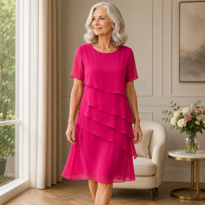 Linda - Elegantne midi obleke z volani